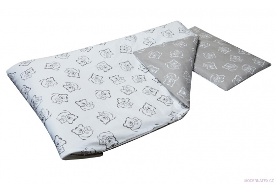 Povlečení do postýlky 2 dílné ŠEDÝ MEDVĚD barva Šedá