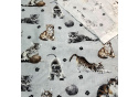 Bavlnená látka vzor čierne mini mačky na sv. šedom podklade, metráž 160 cm 