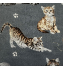 Tissu coton au métre imprimé Chat et sindice couleur gris