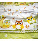 Bavlněné látky, metráž. Sovy Zelené na Bílém