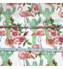 Tkanina bawełniana wzór Flamingi na białym tle