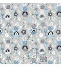Dekorační dětská bavlněná látka vzor Hlemýždi šedé na šedém