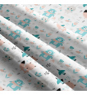 Bavlněné látky, metráž. Zvířátka Tyrkysové na Bílém
