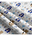 Bavlněné látky, metráž. Zvířátka Modrá na Bílém