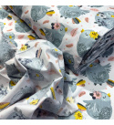 Tissu coton au métre imprimé Hiboux couleur blanche 