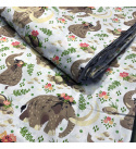 Tissu coton au métre motif Mammouths sur blanc