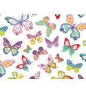 Bavlněné látky, metráž. Motýlci barevné na bílém