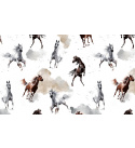 Bavlněné látky vzor Koně na bílém
