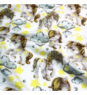Cotton fabric, by the meter. Unicorn Gray on White