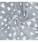 Minky Beránek, 220 g/m², šíře 160 cm, metráž, srdíčka šedé a bílé na šedém