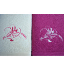 Serviette de toilette à broder en coton, éponge (2 pièces) Amarante et Ecru