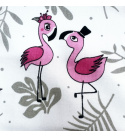 Tissu coton au métre imprimé Flamant Baby couleur blanche  