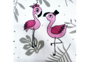 Tissu coton au métre imprimé Flamant Baby couleur blanche  