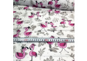 Tkanina bawełniana wzór różowy Flamingo na białym tle