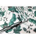 Tissu coton au métre imprimé Poviev verte sur blanche-444