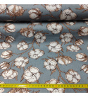 Tkanina bawełniana wzór Kwiaty na szarym tle