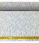 Bavlněná látka 100% bavlny, 125 g/m², šíře 160 cm, kytičky modré na bílém
