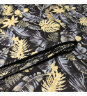 Tissu coton motif Feuilles sur noir
