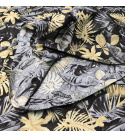 Tissu coton motif Feuilles sur noir