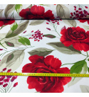 Bavlněná látka 100% bavlny, 125 g/m², šíře 160 cm, kytičky červené na bílém