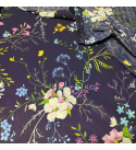 Tissu coton Fleurs sur Bleu marine