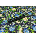 Tissu coton au métre motif Fleurs bleu marine