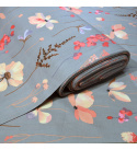 Tissu coton au métre imprimé Fleurs sur Gris