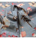 Tissu coton au métre imprimé Fleurs sur Gris