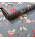 Tissu coton au métre imprimé Fleurs sur Gris