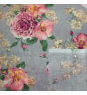Tissu coton au métre imprimé Fleurs sur Gris
