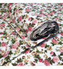 Tissu coton au métre imprimé Fleurs sur Blanc