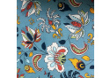 Tissu en coton avec des petites fleurs sur fond bleu