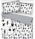 Dekorační dětská bavlněná látka vzor Kaktusy černé na bílém