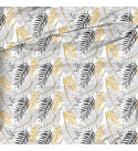 Dekorační dětská bavlněná látka vzor Listy na bílém