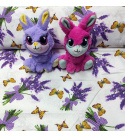 Bavlněná látka 100% bavlny, 125 g/m², šíře 160 cm, kytičky levandule a motyli