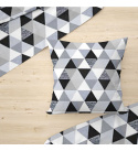 Bavlněná látka 100% bavlna, 125 g/m², šíře 160 cm, trojúhelníky šedé 9 cm