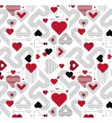 Dekorační bavlněná látka, metráž, Srdíčka na Bílém