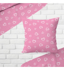 Dekorační bavlněná látka, metráž, Srdíčka Bílá na Růžovém
