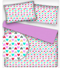 Dekorační bavlněná látka, metráž, Srdíčka Multibarevná na Bílém