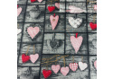 Bavlnená látka, vzor srdiečka, šedý podklad, metráž 160 cm