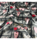 Decorative cotton fabric, by the meter, Hearts on Gray