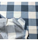Tissu coton au métre couleur blanche carreaux bleu 8 cm