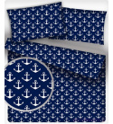 Dětské bavlněná látka metráž vzor Kotvy bílé na modrém