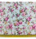 Bavlněné látky Percal. Kytičky na Mentolovém