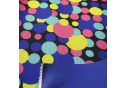 Nepremokavá látka Kodura, vzor farebné kruhy, farba modrá, metráž 150 cm