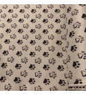 Tkanina wodoodporna KODURA wzór łapki 4 na kremowym tle