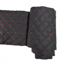 Ekokoža MIX 3x3 cm, prešívaná, farba Čierno - Červoná, metráž 145 cm