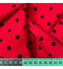 Tkanina bawełniana Czarne groszki 7 mm na czerwonym tle