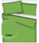 Dětské bavlněné látky vzor Puntík 3 mm bílý na zeleném, metráž
