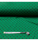 Tkanina bawełniana Czarne groszki 10 mm na Ziełonym tle